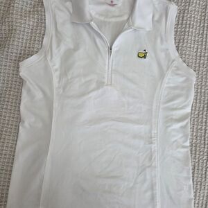 Women's Masters Golf Tournament White Sleeveless Tech Golf Polo